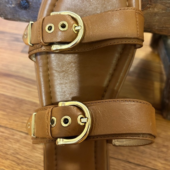 Frye Tan Leather Double-Buckle Slide Sandals - Picture 3 of 4